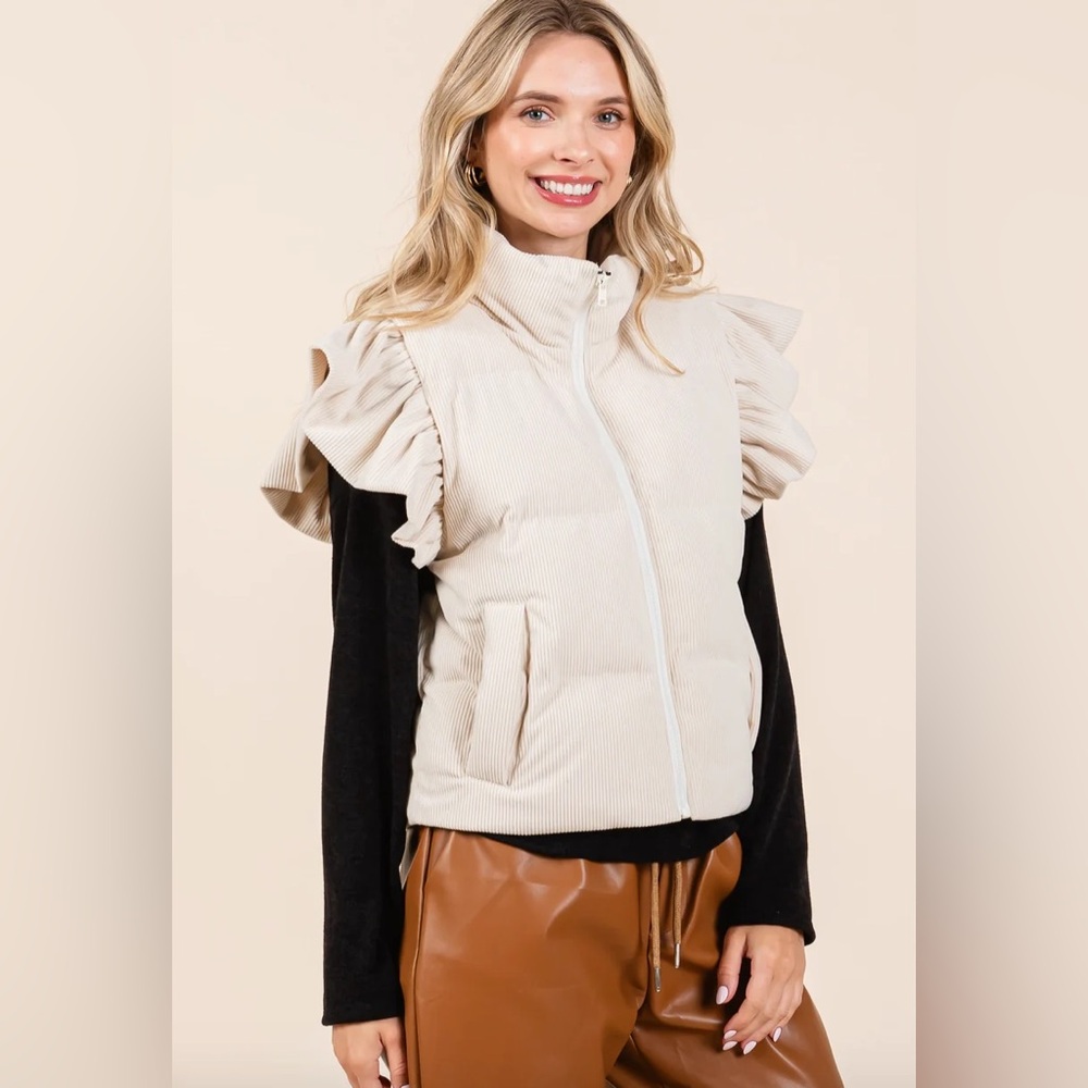 💚 2646. Pink Corduroy Puffer Vest - Picture 11 of 12